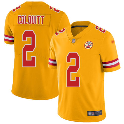 Men Kansas City Chiefs #2 Colquitt Dustin Limited Gold Inverted Legend Football Nike NFL Jersey
